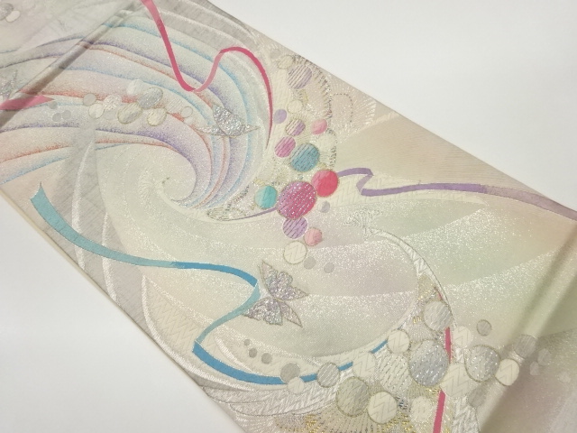 JAPANESE FUKURO OBI / WOVEN DOTS & BUTTERFLY